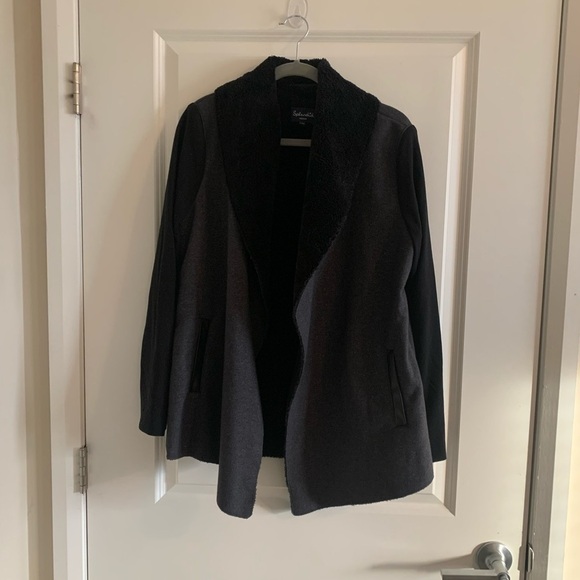 Splendid Mixed Media Teddy Wool Leather Wrap Jacket Size Medium - Picture 2 of 10